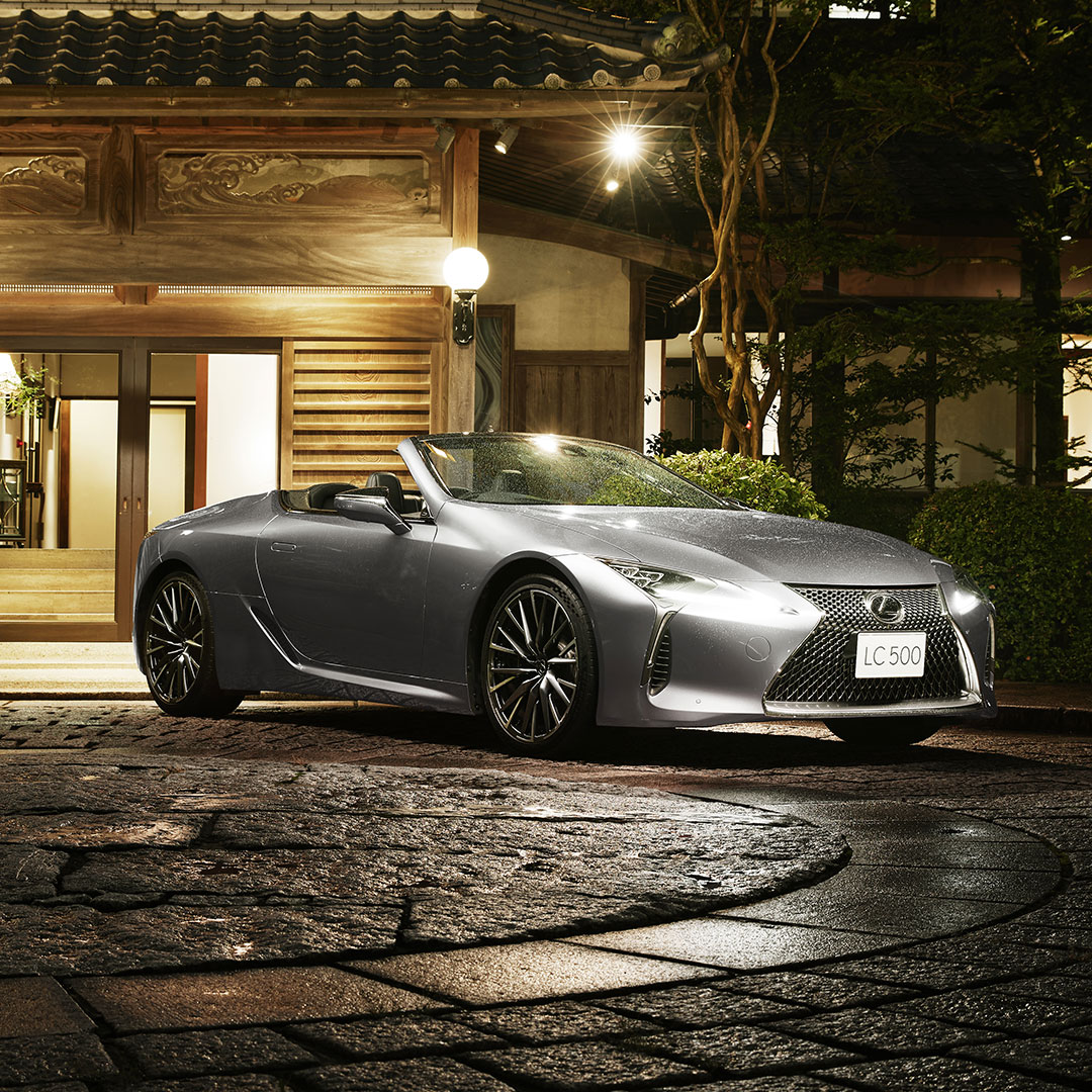 Lexus LC Convertible parked on a cobbled driveway